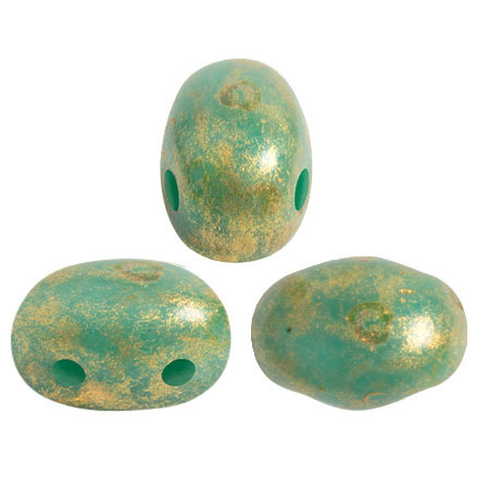Opaque Green Turquoise Gold Spotted - Samos® par Puca®-  63130-65322